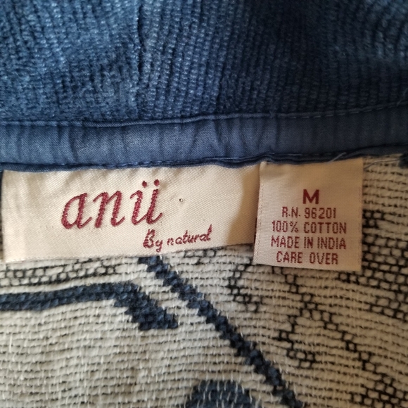 Anu by Natural tapestry jacket blue Aztec design 100% cotton SMALL FLAW - Picture 4 of 11